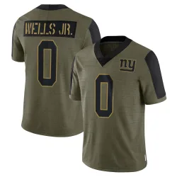 Men's Antwane Wells Jr. New York Giants No.0 Limited 2021 Salute To Service Jersey - Olive