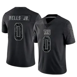 Men's Antwane Wells Jr. New York Giants No.0 Limited Reflective Jersey - Black