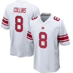Men's Beaux Collins New York Giants No.8 Game Jersey - White