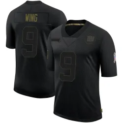 Men's Brad Wing New York Giants No.9 Limited 2020 Salute To Service Retired Jersey - Black