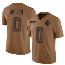 Men's Braylen Nelson New York Giants No.0 Limited 2023 Salute To Service Jersey - Brown