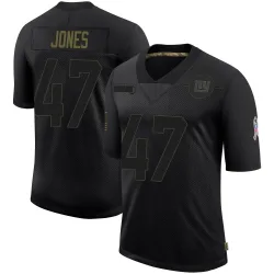 Men's Cam Jones New York Giants No.47 Limited 2020 Salute To Service Retired Jersey - Black
