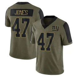 Men's Cam Jones New York Giants No.47 Limited 2021 Salute To Service Jersey - Olive