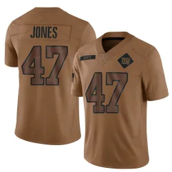 Men's Cam Jones New York Giants No.47 Limited 2023 Salute To Service Jersey - Brown
