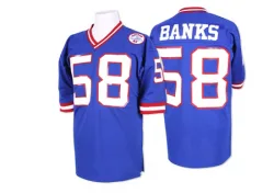 Men's Carl Banks New York Giants No.58 Authentic Throwback Jersey - Blue