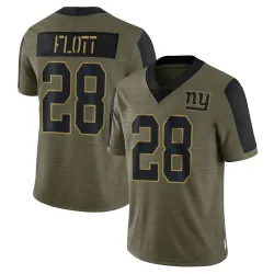 Men's Cor'Dale Flott New York Giants No.28 Limited 2021 Salute To Service Jersey - Olive