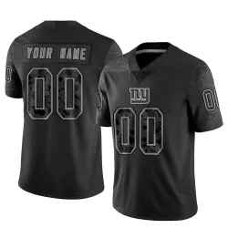 Men's Custom New York Giants No.00 Limited Reflective Jersey - Black