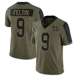 Men's Da'Quan Felton New York Giants No.9 Limited 2021 Salute To Service Jersey - Olive