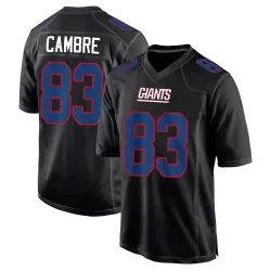 Men's Dalen Cambre New York Giants No.83 Game Carbon Fashion Jersey - Black