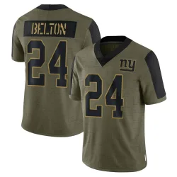 Men's Dane Belton New York Giants No.24 Limited 2021 Salute To Service Jersey - Olive