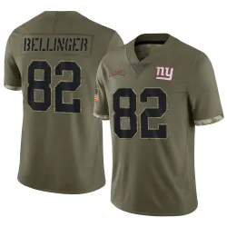 Men's Daniel Bellinger New York Giants No.82 Limited 2022 Salute To Service Jersey - Olive