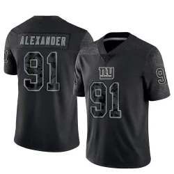 Men's Darius Alexander New York Giants No.91 Limited Reflective Jersey - Black