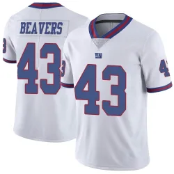 Men's Darrian Beavers New York Giants No.43 Limited Color Rush Jersey - White