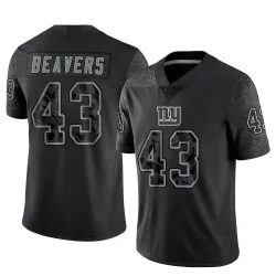 Men's Darrian Beavers New York Giants No.43 Limited Reflective Jersey - Black