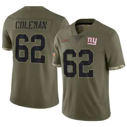 Men's Davon Coleman New York Giants No.62 Limited 2022 Salute To Service Jersey - Olive