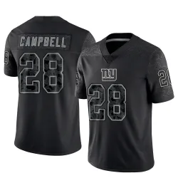Men's Elijah Campbell New York Giants No.28 Limited Reflective Jersey - Black