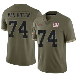 Men's Greg Van Roten New York Giants No.74 Limited 2022 Salute To Service Jersey - Olive