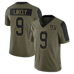 Men's Isaiah Likely New York Giants No.9 Limited 2021 Salute To Service Jersey - Olive