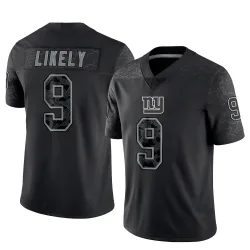 Men's Isaiah Likely New York Giants No.9 Limited Reflective Jersey - Black