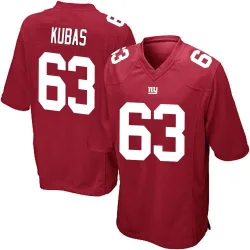 Men's Jake Kubas New York Giants No.63 Game Alternate Jersey - Red