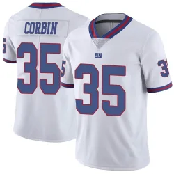 Men's Jashaun Corbin New York Giants No.35 Limited Color Rush Jersey - White
