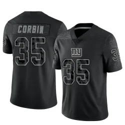 Men's Jashaun Corbin New York Giants No.35 Limited Reflective Jersey - Black