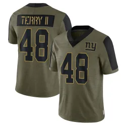 Men's Jermaine Terry II New York Giants No.48 Limited 2021 Salute To Service Jersey - Olive