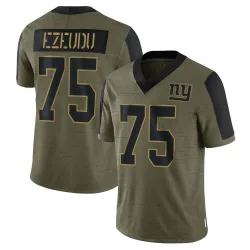 Men's Joshua Ezeudu New York Giants No.75 Limited 2021 Salute To Service Jersey - Olive