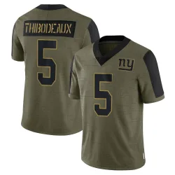 Men's Kayvon Thibodeaux New York Giants No.5 Limited 2021 Salute To Service Jersey - Olive