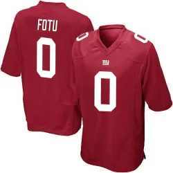 Men's Leki Fotu New York Giants No.0 Game Alternate Jersey - Red