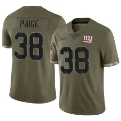 Men's Makari Paige New York Giants No.38 Limited 2022 Salute To Service Jersey - Olive