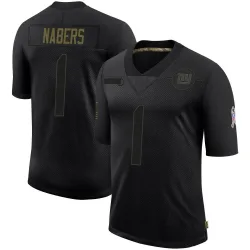 Men's Malik Nabers New York Giants No.1 Limited 2020 Salute To Service Retired Jersey - Black