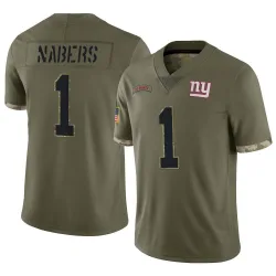 Men's Malik Nabers New York Giants No.1 Limited 2022 Salute To Service Jersey - Olive