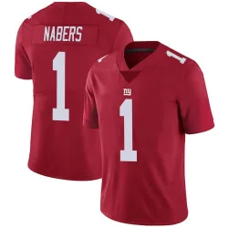 Men's Malik Nabers New York Giants No.1 Limited Alternate Vapor Untouchable Jersey - Red