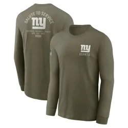 Men's New York Giants No. 2025 Salute to Service Sideline Long Sleeve T-Shirt - Olive