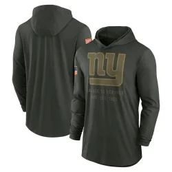 Men's New York Giants No. Forest 2025 Salute to Service Sideline Lightweight Long Sleeve Hooded Pullover T-Shirt - Green