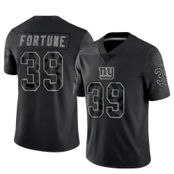 Men's O'Donnell Fortune New York Giants No.39 Limited Reflective Jersey - Black