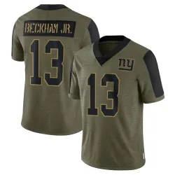 Men's Odell Beckham Jr. New York Giants No.13 Limited 2021 Salute To Service Jersey - Olive