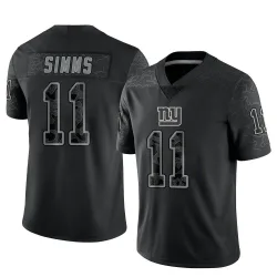 Men's Phil Simms New York Giants No.11 Limited Reflective Jersey - Black