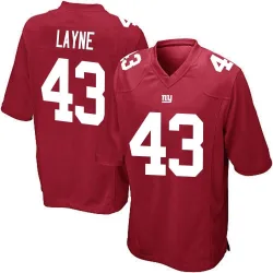 Men's Raheem Layne New York Giants No.43 Game Alternate Jersey - Red