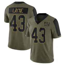 Men's Raheem Layne New York Giants No.43 Limited 2021 Salute To Service Jersey - Olive