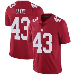 Men's Raheem Layne New York Giants No.43 Limited Alternate Vapor Untouchable Jersey - Red