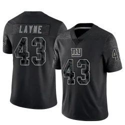 Men's Raheem Layne New York Giants No.43 Limited Reflective Jersey - Black