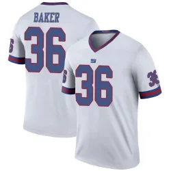 Men's Rushawn Baker New York Giants No.36 Legend Color Rush Jersey - White
