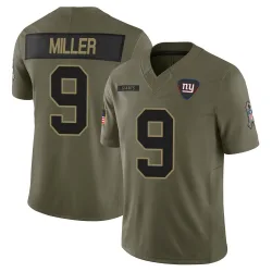 Men's Ryan Miller New York Giants No.9 Limited 2025 Salute to Service Jersey - Olive