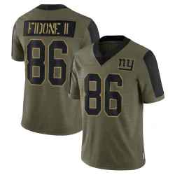 Men's Thomas Fidone II New York Giants No.86 Limited 2021 Salute To Service Jersey - Olive