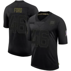 Men's Trace Ford New York Giants No.46 Limited 2020 Salute To Service Retired Jersey - Black