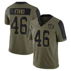 Men's Trace Ford New York Giants No.46 Limited 2021 Salute To Service Jersey - Olive