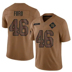 Men's Trace Ford New York Giants No.46 Limited 2023 Salute To Service Jersey - Brown