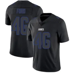 Men's Trace Ford New York Giants No.46 Limited Jersey - Black Impact